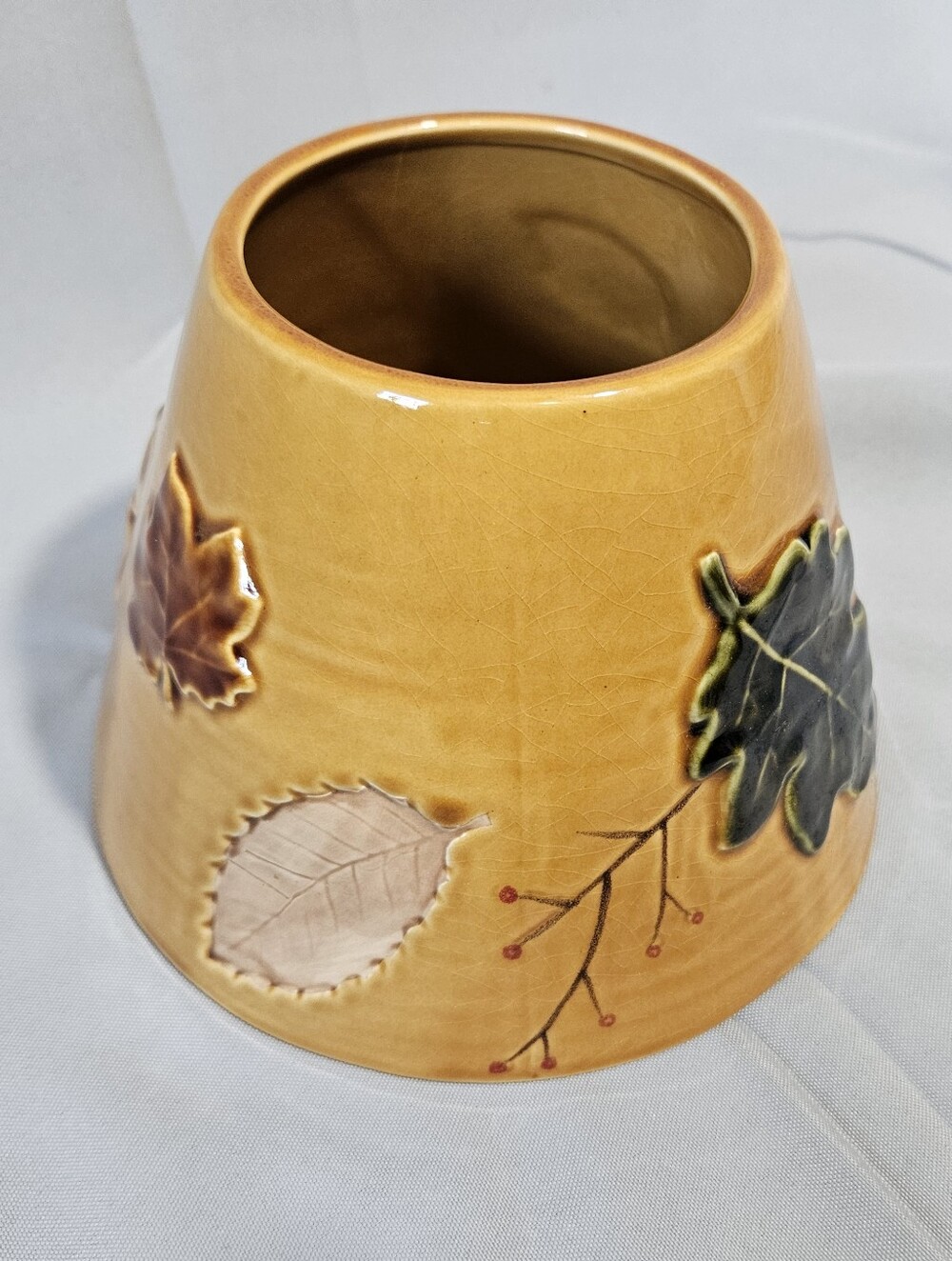 Linens & Things Lg Seasonal Ceramic Shade Fall Autumn Thanksgiving Leaves